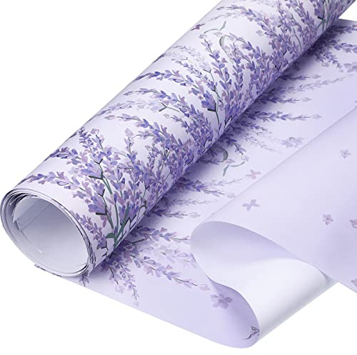Thenshop 30 ark blommiga doftande lådfoder 35 x 45 cm byrå lådfoder hyllfoder icke-självhäftande pappersark för köksskåp, hemhylla, garderob (lavendel)