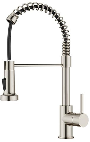 FORIOUS Wasserhahn Küche, Mischbatterie Küche Ausziehbar Brause, Einhebelmischer Küchenarmatur Spülarmaturen, 360°Drehbar und Doppelfunktionsbrause, Edelstahl