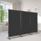 Folding Room Dividers, 3 Panels Movable Protective Privacy Screens Black, Steel Frame Portable Fabric Screen Room Partition for Home Office