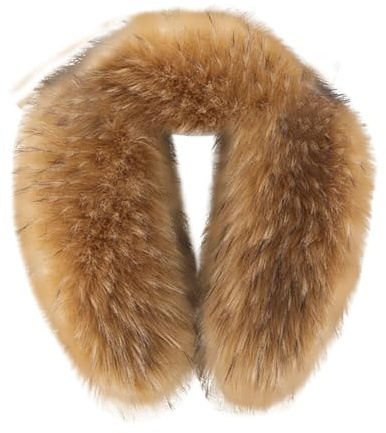 Surakey Cuello con capucha de piel sintética de zorro, cuello de piel sintética de invierno con botón y agujero para llave, a la moda elegante bufanda cálida cuello chal cuello capucha desmontable