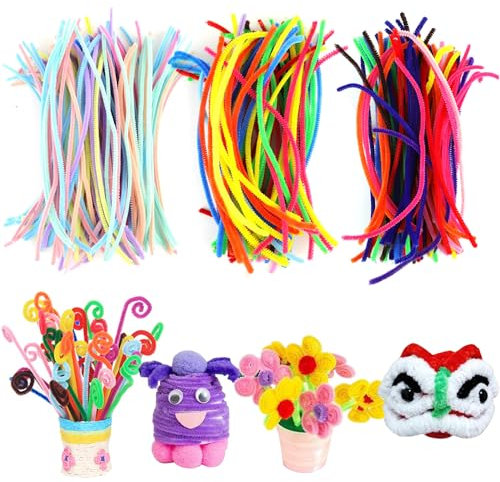 Ezydka 300 Stück Pfeifenreiniger 30cm Pfeifenputzer Bunt zum Basteln, Chenilledraht Biegeplüsch Kunst, Pipe Cleaner für Zum Basteln und Dekorieren(Macaron Farbe + 20 Farbmischung)