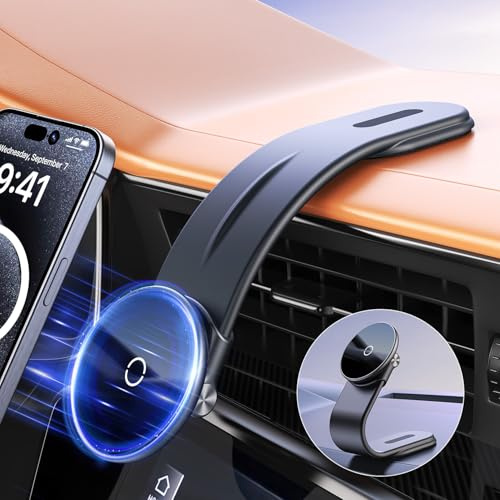 Soporte Móvil Coche para MagSafe, Porta Magnético Teléfono [Brazo flexible de Aluminio] para CocheParabrisas/Salpicadero/Pantalla, Accesorios Coche para iPhone 16e 16 Pro MAX 15 14 13, Otro Smartphone