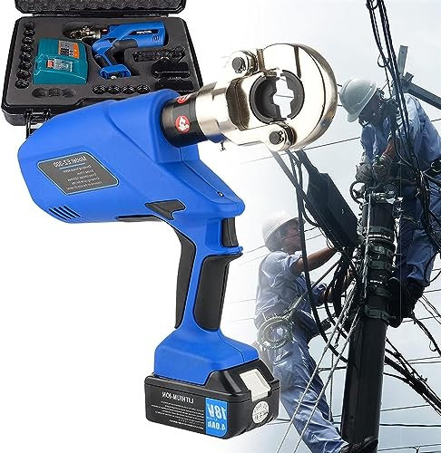 Herramienta de prensado de tuberías hidráulicas Kit de herramientas de cable de terminal de prensado continuo con batería, alicates de prensado hidráulicos eléctricos para terminales de cobr