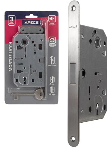 APECS Serrure à larder magnétique, moderne, silencieuse, avec gâche pour portes intérieures de la maison et du bureau, modèles APECS 5300-MC-BB (serrure à clé)