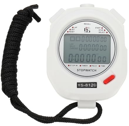 PATIKIL Cronometro sportivo con timer a 120 giri, 0,01 secondi, cronometro, sveglia per allenatore, arbitro, nuoto, corsa, bianco