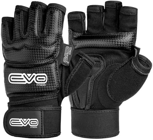 EVO MMA Gloves Muay Thai Boxing Gloves Gel Kickboxing Grappling Sparring Training, Perfect for Cage Fighting, Combat Sports, UFC Cage Fighting Mitts, Punching Bag Martial Arts Karate (Matte Black, L)