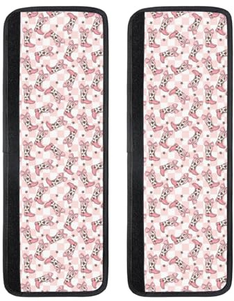 Buewutiry Set di 2 coperture per maniglie del frigorifero, regolabili, confortevoli, a scacchiera, rosa, stivali da cowgirl, coperture per maniglie del frigorifero, coperture per maniglie di