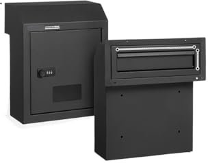 BJLMNTIA Mailbox Mailbox Through The Door Key Drop Box Heavy Duty Steel Plate Through The Door Mailbox With 12 Combination Lock Mail Drop Box For Outside Or Door(Black)