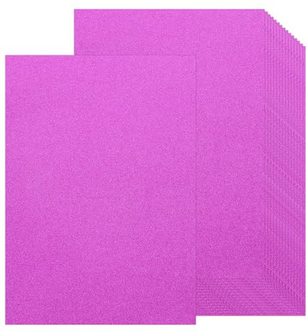 QUARKZMAN Glitter Kartong, 20 ark Självhäftande Glitterpapper för DIY-projekt Hantverk Juldekorationer Födelsedag Bröllop, Mörkrosa, 80 GSM