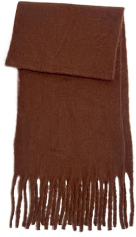 Fjquamitix Fluffy Scarf for Women,Long Chunky Winter Warm Tassel Shawls and Wraps Ladies,Thick Blanket Scarf Ideal gifts for Women Ladies (Brown)