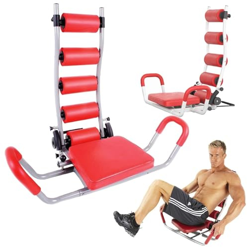PARENCE.- Appareil de Musculation Abdominaux – Siège Pivotant, Appareil Fitness Domicile pour Abdos, Taille, Bras et Cuisses – Exercices Variés, 3 Niveaux de Résistance, Appui-Tête Confortable