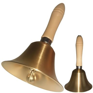 Super Laute Handglocke Massivmessing Glocke, Klassisch Glöckchen, Metall Glocken mit Holzgriff für ältere Menschen zu Hause Hochzeit Tiertraining Büro Abendessen Meditation Musikunterricht Service
