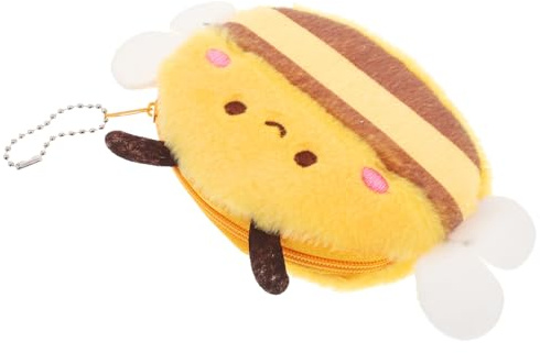 Ciieeo Monedero Llavero de Abeja Afelpada de Peluche Mini Cierre para Guardar Monedas y Llaves Adecuado para Mochila o Obsequio Infantil