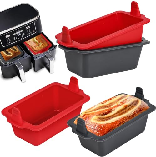 webake Brödform liten luftfryer 4 stycken silikonlådform bakform | 14,5 x 8,3 x 5,5 cm silikonbakform lådform mini kakform för varmluftsfritös bröd bakform för bröd, lådor, kakor