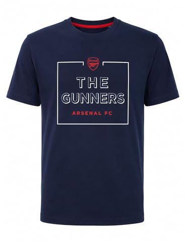 Arsenal Official FC Gunners T-Shirt – Men's 100% Cotton Crew Neck Tee – Navy Blue Short Sleeve Football Supporters Shirt – Sizes S-XL