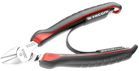 Facom Electricien diagonale bec effilé pince, Rouge/Noir, 140 mm