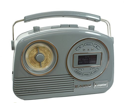 Steepletone Devon Retro Portable DAB Radio FM/MW with Aux In for Connecting Smartphone,Tablet (Pastel Grey)
