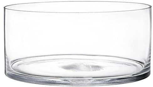 YOUEON Breite Glasvase, Zylindervase, 10,2 cm hoch x 20,3 cm breit, Blumenglasvase, Zylinderglas-Terrarium, dekorative Blumenvase, Tafelaufsatz für Hochzeiten, Veranstaltungen, Stumpenkerze,