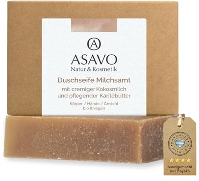 ASAVO Premium Naturseife Kokosmilch BIO, handgemachte Seife ohne Parfümzusatz, vegane Milchseife, 95g