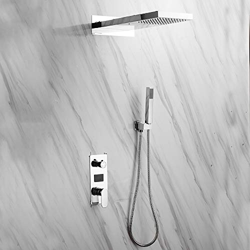 Bad Duscharmatur Satz Wand Regendusche Kopfbrause Mit Handbrause Shower Set Wandmontage Duscharmaturen Duschhahn Handheld Unterputz Design Wasserfall Duschset Duschsystem Led Thermostat Duschkopf