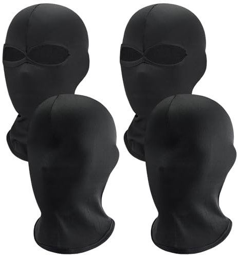 Liwein 4 maschere integrali nere per Halloween, copertura integrale in spandex, passamontagna da sci, maschera senza volto, maschera senza volto, per feste di Halloween, cosplay