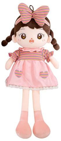 Stoffpuppe Mädchen,Kuschelpuppe Weiche Stoffpuppe mit Kleidung und Haar für Kinder Mädchen von 0-5 Jahre,Niedliche Puppe Plüschpuppe Baby Mädchen Geschenke Kinder Spielzeug Plüschtier Textilpuppen