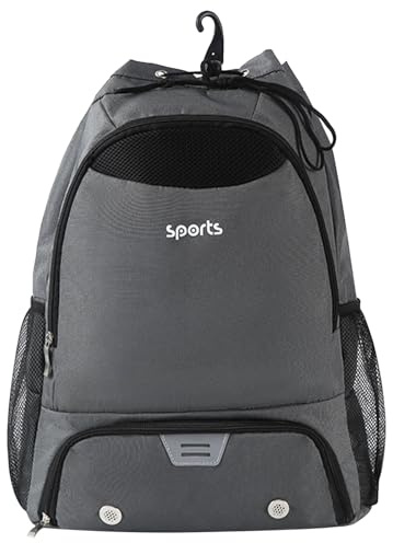 Naapesi Sac de Football, Sac de Sport à Cordon Sac à Dos pour Football Basketball Sac Piscine avec Compartiment Chaussures et Poche Humide, Sacs d'équipement de Sport pour Hommes Femmes (Gris)