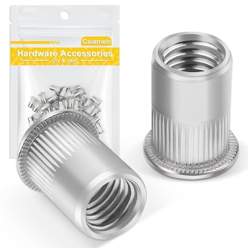 Caianwin Flat Head Rivet Nuts Stainless Steel A2 V2A Threaded Rivets M3 Blind Rivet Nuts Rivet Nut for Metal, Plastic, Fibreglass Pack of 50