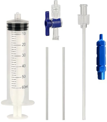 Clydewy Bicycle Tubeless Tyre Sealant Injector Kit with Sealant Injector and Valve Core Removal Tool 60ml Cycling No Tubes Tire Filling Sealant Syringe Kit for Mountain Road Bike