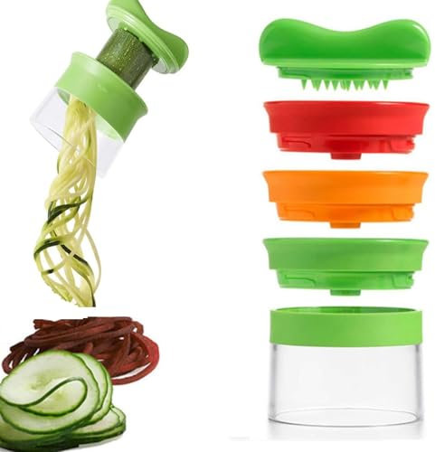 XINYOUZEFA Affettatrice a Spirale, Spiralizzatore di Verdure, 3 in 1 Tagliapasta per Verdure, Portatile, Grattugia da Cucina per Fare Pasta Vegetale, Cetriolo, Carote Tagliuzzati
