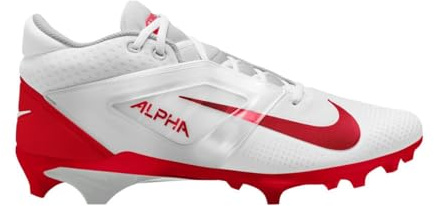 Nike Alpha Menace 4 Pro Football Cleats, White/University Red/Photon Dust/University Red, 6.5 UK