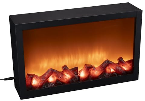 Ideen mit Herz Camino a LED, elettrico, senza riscaldamento, effetto fuoco realistico, 41 x 10 x 25 cm, con funzione timer (6 ore acceso, 18 ore spento)