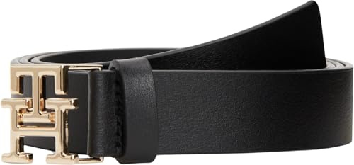 Tommy Hilfiger Donna Cintura Logo 2,5 cm in Pelle, Nero (Black), 90 cm
