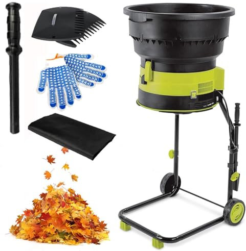 Electric Leaf Mulcher Garden Shredder,2500W Garden Compost Leaf Crusher with Wheels & Storage Bag, 8000rpm Chippers with 54cm Funnel Diameter for Yard Cleanup, Composting 20m-power-cord