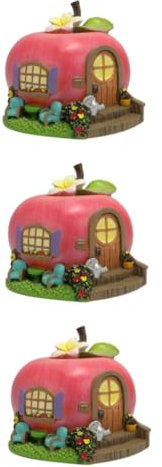 GALPADA 3 Piezas Adornos de la casa de Manzana Casas Mini casa Miniaturas decoración de la casa diminuto Maqueta de casa en Miniatura Kit de casa en Miniatura Mini Kit de casa Resina