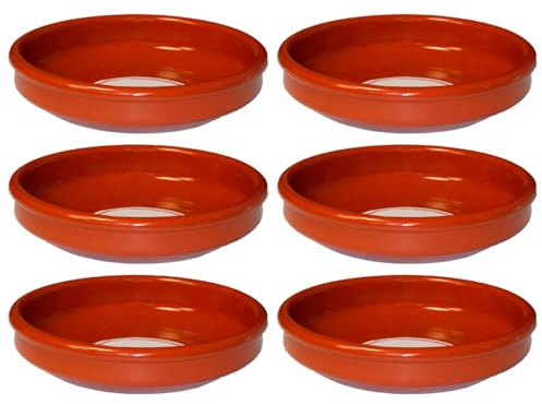 Acan Tradineur - Pack de 6 Cazuelas Redonda de Barro - Apta para vitro y Horno - Ideal para guisos y asados caseros - Ø 18 cm