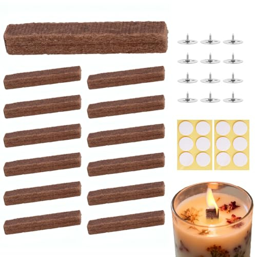 12 Stück Dauerdocht für Wachsfresser, Kerzendocht für Dicke Outdoor Kerzen, 2 x 2 x 10 cm Dochte für Kerzen für Dauerkerze, Tischfeuer, Schmelzlicht und Schmelzfeuers