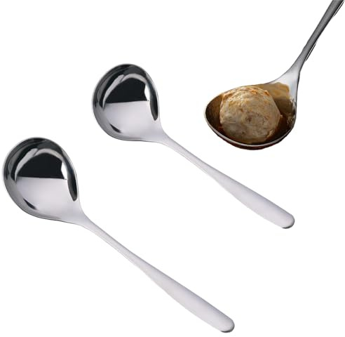 2 cucharas para salsas, cucharón de sopa, cuchara de sopa 304 telaraña, cucharón pequeño, cucharón de salsas, cucharón de acero inoxidable, cucharón de sopa, cucharón de sopa, para hotel, hogar