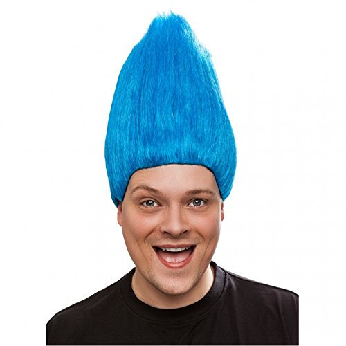 Orlob Perücke Troll, 3 Farben, Kurzhaar Trollperücke Fasching Spielzeug Trickfilm Trolls (blau)