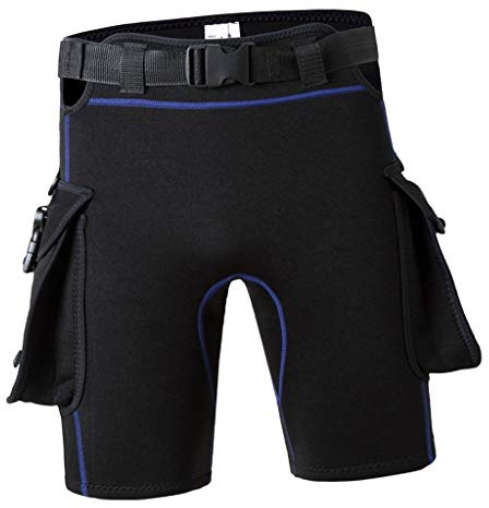 Backbayia Short de Traje de Buceo Ropa Deporte acuático Transpirable protección UV, Bleu foncé, Extra-Large