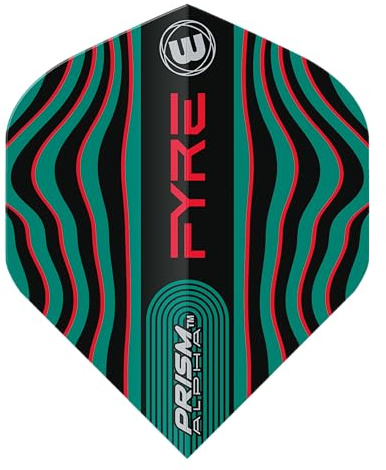 WINMAU Prism Alpha Fyre Svart, Turkos & Röd Dartflyg - 1 set per förpackning (3 flyg totalt)