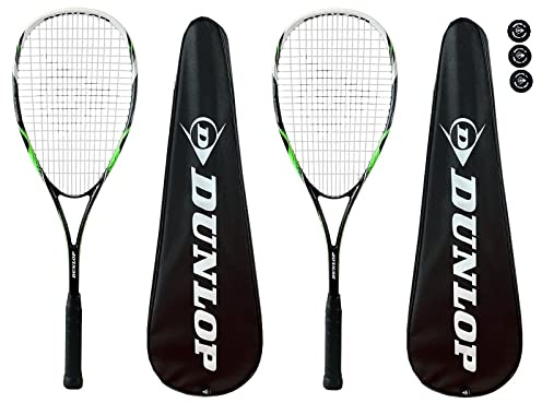 Dunlop NanoMax Tour Squash Racket Twin Set inc Full Protective Cover & 3 Squash Balls