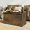 homiuse 84x42x46 cm Aufbewahrungstruhe Räuchereiche Holzwerkstoff Truhe mit Deckel Sitzbank Holztruhe Sitztruhe Truhenbank mit Stauraum Spielzeugtruhe Spielzeugkiste Holztruhe mit Deckel Groß