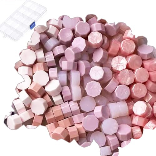 YOKIOU Sigillvaxpärlor, 220 stycken, rosa sigillvax i form av pärlor i set, för sigillstämplar på kuvert, för pyssel med frimärken, presentförpackning (rosa 2)