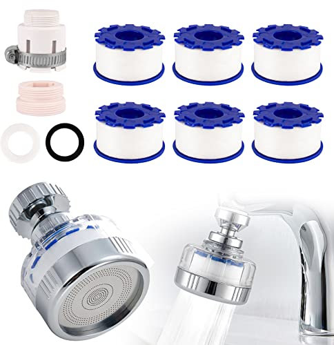 Bahan alamy Filtre Eau Robinet, Filtre Anti Calcaire avec 6 éléments filtrants en coton PP, pour Salle de Bain, Cuisine