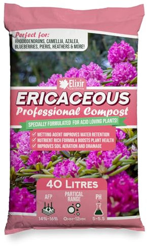 Elixir Gardens Ericaceous Compost Soil for Acidic Plants like Acer, Azalea, Blueberry, Camelia, Heather, Holly, Pieris, Rhododendron, etc. 40 Litre Bag. Other