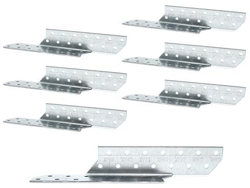 DOJA Barcelona | Connecteur Charpente | Pack 6 | Ancrage Poutre à Gauche | 210*32*2mm | Acier Galvanisé | Ancrage Chevron | pour Equerre Fixation, Support Poteau Bois, Ancrage Portique, Assemblage