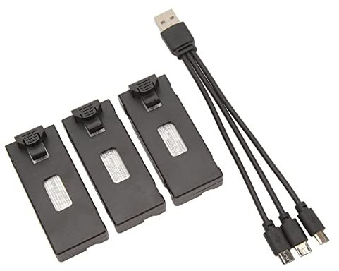 Cuifati 3pcs Drone Battery with Charging Cable for E88 E88Pro LS E525 E525Pro, RC Aircraft Lithium Battery Replacement, Mini RC Quadcopter Spare Part (2600mah)