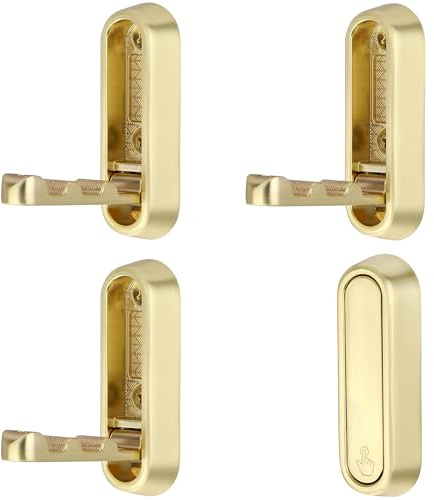 SYZOW 4 Pezzi Ganci Appendiabiti Pieghevoli, Gancio Pieghevole, Appendiabiti Muro Ganci, Appendiabiti da Parete, Gancio da Parete, per Bagno Cucina Camera da Letto Ufficio (Oro)