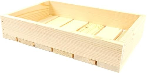 Generisch Scatola decorativa 30 x 20 x 6 cm, scatola di legno per la conservazione di vino, frutta, verdura, ecologica, piallata (30 x 20 x 6)